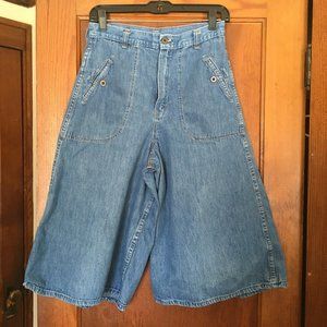 Vintage denim high-waisted culottes